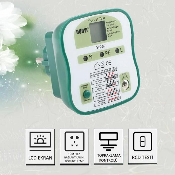 DUOYI DY207 Priz Topraklama RCD Test Cihazı - 4