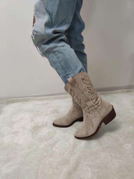 SAGE SÜET FERMUARLI KADIN  KOVBOY BOT - 3