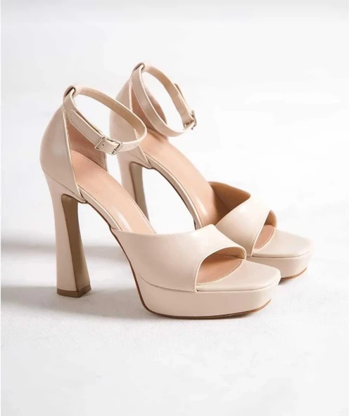 ÇİĞDEM KREM PLATFORM TOPUK ABİYE AYAKKABI (T1A) - Resim 5