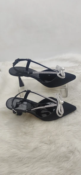 ÇİĞDEM SİYAH KADEH ÖKÇE FİYONKLU TOPUKLU AYAKKABI (YZBŞ S1) - Resim 2