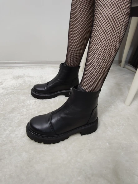 LUCY GERÇEK DERİ ÖNDEN FERMUARLI KADIN BOT(ARY B5) - Resim 3