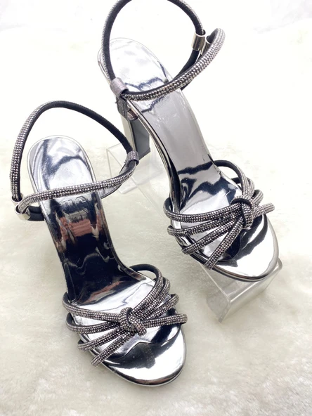 ÇİĞDEM PLATİN PLATFORM TAŞLI ABİYE AYAKKABI (UĞL) - Resim 6