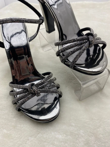 ÇİĞDEM PLATİN PLATFORM TAŞLI ABİYE AYAKKABI (UĞL) - Resim 5