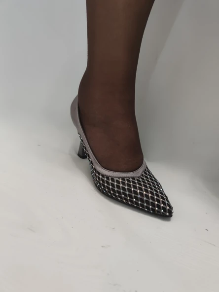 ZANİTHAR-KADIN SATEN TÜLLÜ TAŞLI SİTİLETTO - Resim 3