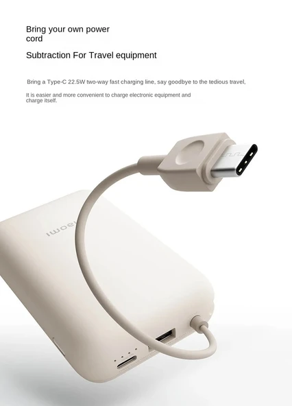 Xiaomi Pocket Edition Pro P15ZM Bej 10000 mAh Type-C Kablolu Hızlı Şarj Powerbank (Xiaomi Türkiye Garantili) - 4