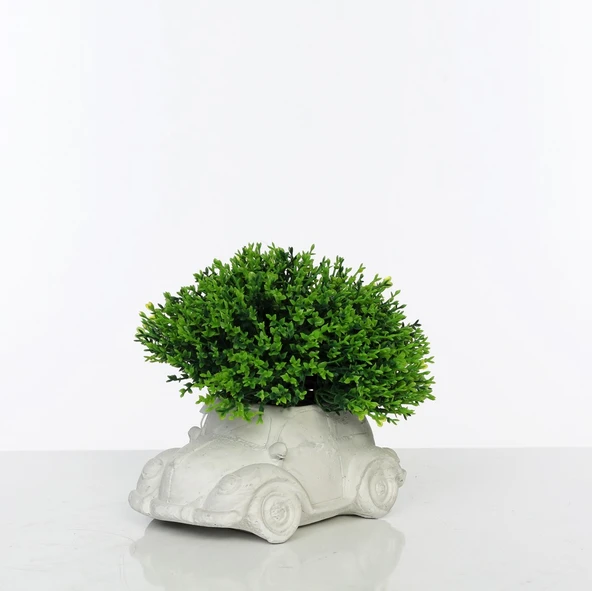 Hediyelik Klasik Vosvos Beton Saksı İçinde Yapay Çiçek Dekoratif Eşya  Yeşil