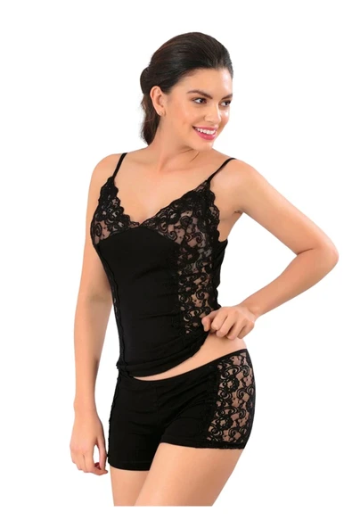 Siyah Atlet Şort Takım - 3018 - 2