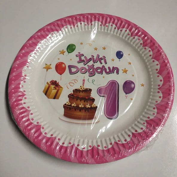 TABAK KARTON İYİ Kİ DOĞDUN 1 YAŞ PEMBE ürün görseli