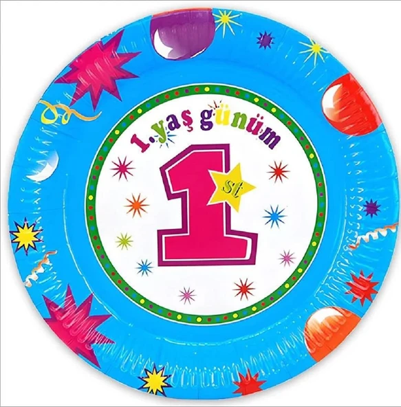 TABAK KARTON 10 LU 1 YAŞ MAVİ 23CM ürün görseli