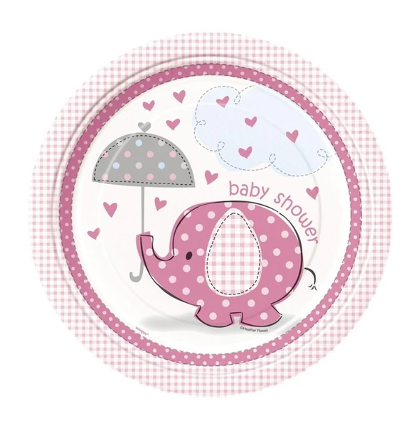 TABAK KARTON BABY SHOWER PEMBE FİLLİ ürün görseli