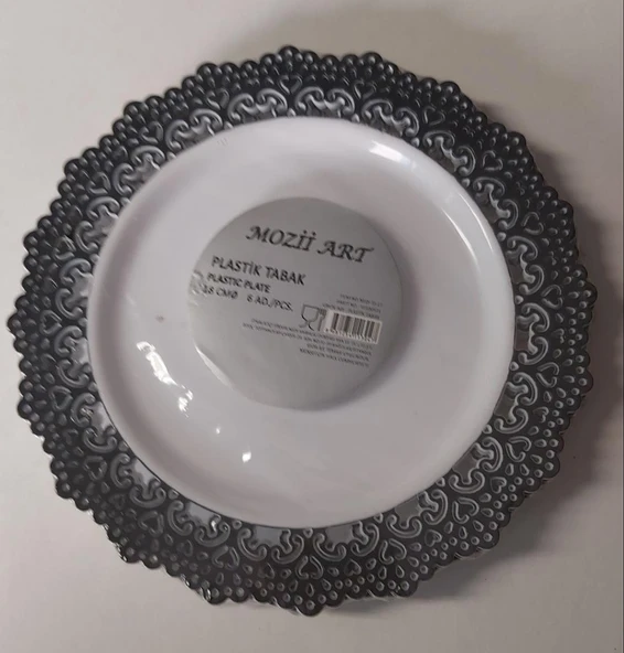 TABAK PLASTİK 18 CM SİYAH DANTELLİ ürün görseli