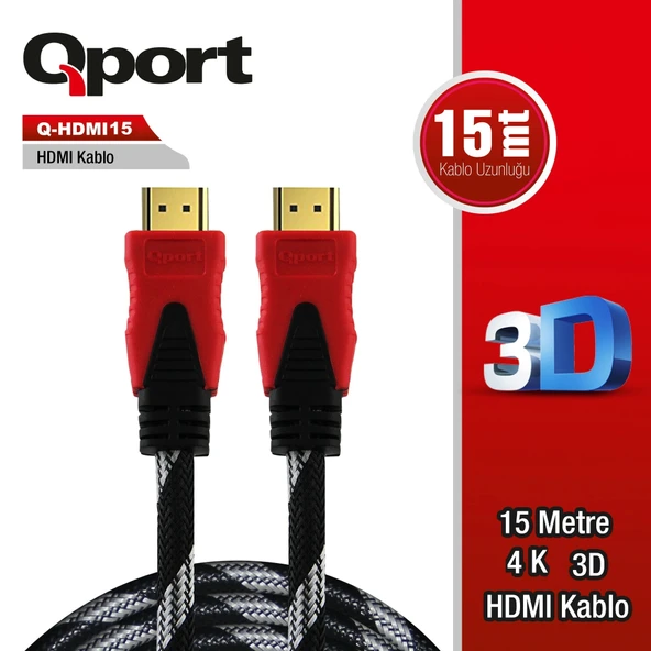 QPORT Q-HDMI15 HDMI 1.4 V ALTIN UÇLU KABLO 15 MT - 3