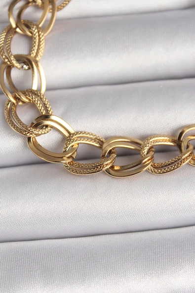 316L Çelik Gold Renk İşleme Detaylı Samanyolu Model Kadın Bileklik - TJ-BB6591 - 2