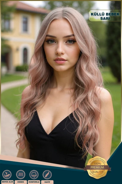 Uzun Su Dalgası Fiber Sentetik Peruk - Küllü Bebek Sarı ürün görseli 1