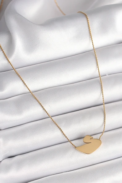 316L Çelik Gold Renk Zincir Kuğu Model Kadın Kolye - TJ-BKO9873 - 2