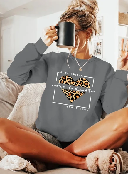 Lucky Life Kadın Uzun Kollu Bisiklet Yaka Desenli Viskon Iki Iplik Bluz - Resim 9