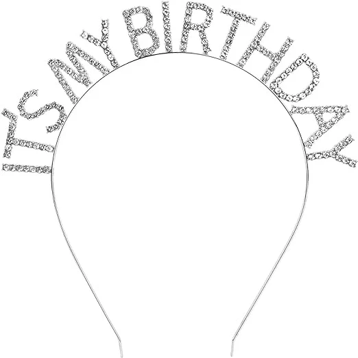 Kristal Taşlı Gümüş Renk İt39s My Birthday Yazılı Doğum Günü Parti Tacı 14x16 Cm - 4