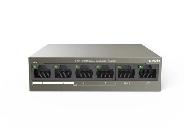 TENDA TEF1106P-4-63W 6PORT 10/100 YÖNETİLEMEZ POE SWITCH ürün görseli