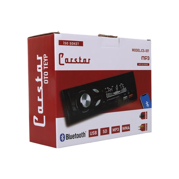 CARSTAR CS-107 7 RENKLİ ÇİFT USB/SD/FM/AUX/BLUETOOTH KUMANDALI OTO TEYP 4X60 WATT - 4