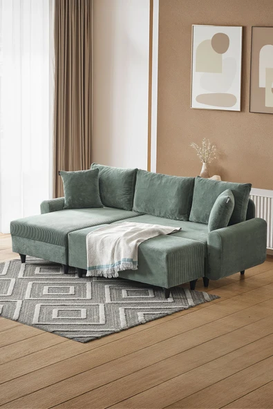 Kagu Corner Flavia Köşe Takımı Puflu Yeşil - 2