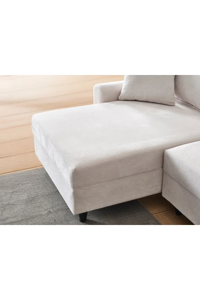 Kagu Corner Flavia Köşe Takımı Puflu Ekru - 8