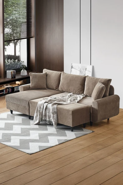Kagu Corner Flavia Köşe Takımı Puflu Kahve - 2