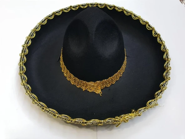 Nessiworld Altın Renk Şeritli Meksika Mariachi Latin Şapkası 55 cm Çocuk - 4