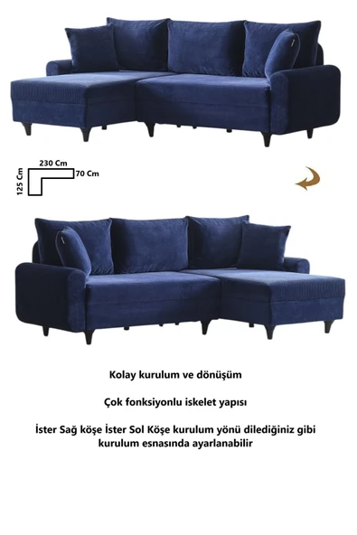 Kagu Corner Flavia Köşe Takımı Lacivert - 2