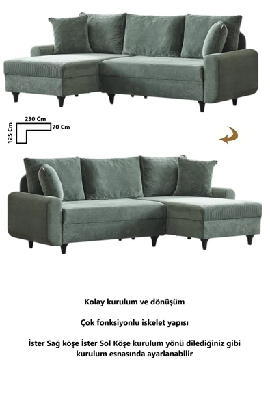 Kagu Corner Flavia Köşe Takımı Haki - 2