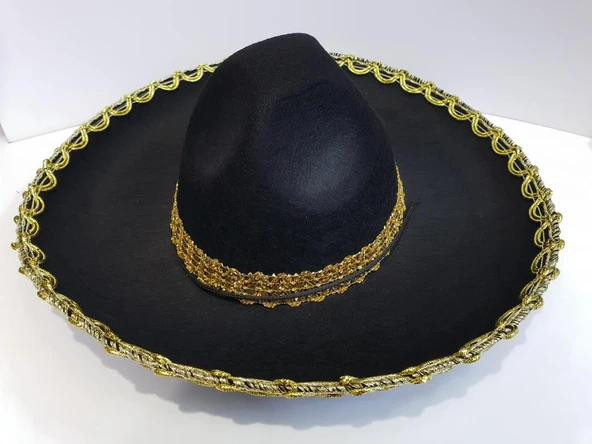 Nessiworld Altın Renk Şeritli Meksika Mariachi Latin Şapkası 55 cm Çocuk - 5