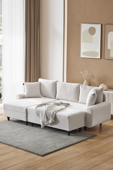 Kagu Corner Flavia Köşe Takımı Puflu Ekru - 2