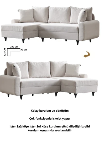Kagu Corner Flavia Köşe Takımı Ekru - 2