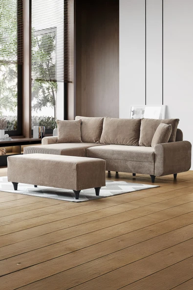 Kagu Corner Flavia Köşe Takımı Puflu Kahve