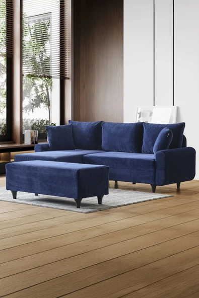 Kagu Corner Flavia Köşe Takımı Puflu Lacivert