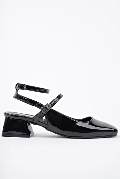 Muggo CHOPRA Kare Burun Çift Kemerli Bilekten Bağlamalı Arkası Açık Kısa Topuklu Ayakkabı - 10