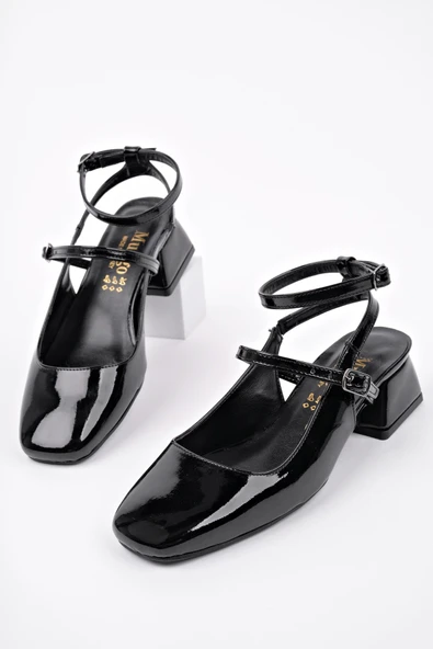 Muggo CHOPRA Kare Burun Çift Kemerli Bilekten Bağlamalı Arkası Açık Kısa Topuklu Ayakkabı - 8