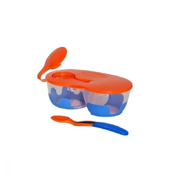 Bebedor 2 Bölmeli Tabak Ve Kaşık Seti 6+ Ay Turuncu