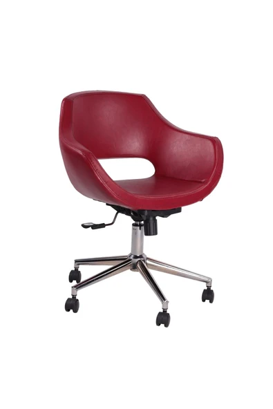 Koltukstilim   Wave Kırmızı Deri Çalışma Koltuğu Personel Koltuğu - Resim 2