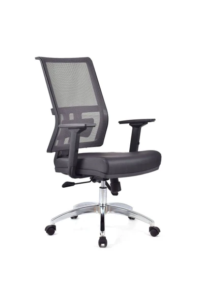 Koltukstilim   Perla Siyah Fileli Çalışma Koltuğu Ofis Koltuğu Büro Koltuğu Krom Ayak - 2