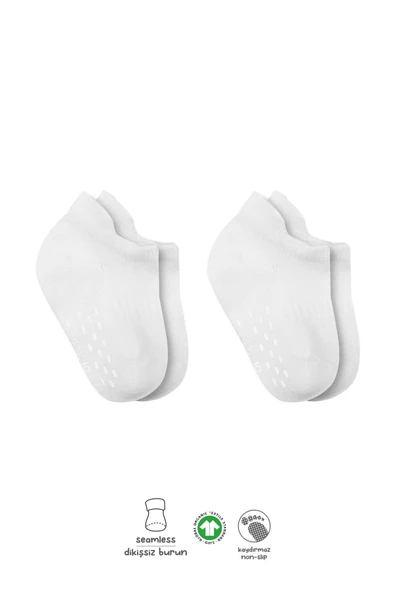 2'li Sneakers Kaymaz Basic Penye Çorap Bs20103 Beyaz Beyaz