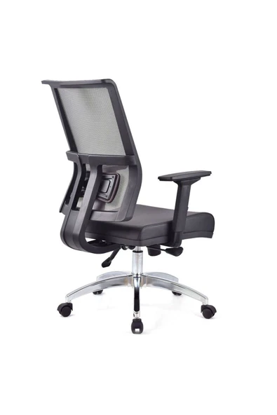 Koltukstilim   Perla Siyah Fileli Çalışma Koltuğu Ofis Koltuğu Büro Koltuğu Krom Ayak - 4