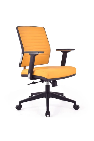 Koltukstilim   Mita Turuncu Deri Pls Deri Çalışma Koltuğu Ofis Koltuğu - Resim 2