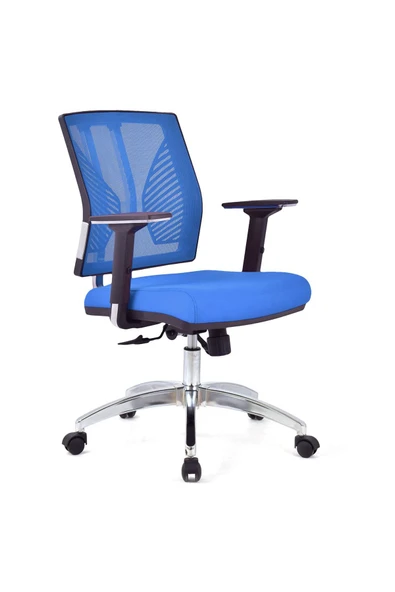 Koltukstilim   Mita Mavi Krom Fileli Çalışma Koltuğu Ofis Koltuğu - Resim 2