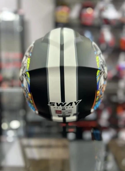 Sway 765 Çenesiz Aynalı Güneş Vizörlü Açık Motosiklet Kaskı M Beden Mat Kong Black - 4