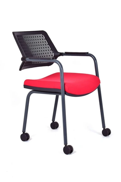 Koltukstilim   Carmel Kırmızı Fileli Çalışma Koltuğu Ofis Koltuğu - Resim 2