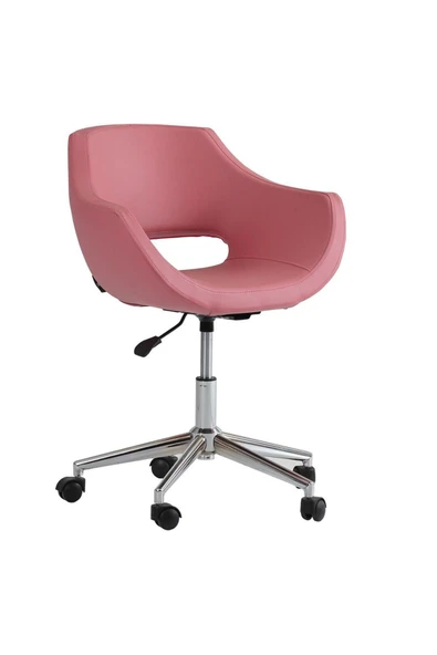 Koltukstilim   K-01 Pembe Deri Çalışma Koltuğu