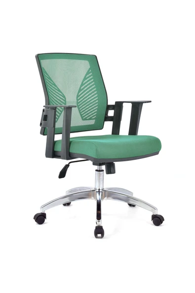 Koltukstilim   Sante Yeşil Fileli Krom Çalışma Koltuğu Ofis Koltuğu - Resim 2