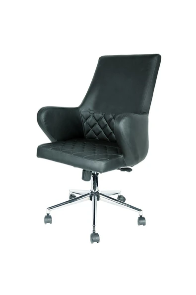 Koltukstilim   Oldea Siyah Deri Çalışma Koltuğu Ofis Koltugu - Resim 3