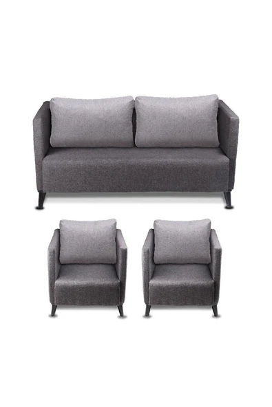 Koltukstilim   Grey Üçlü Bekleme Koltuk Takimı