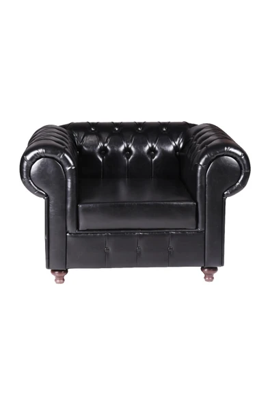 Koltukstilim   Chester Siyah Deri Kanepe Takımı - 3